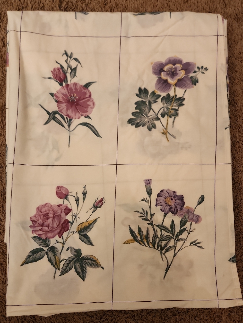 Vintage J.P. Stevens Utica Floral Trellis Full Flat Sheet & Pillowcase Set